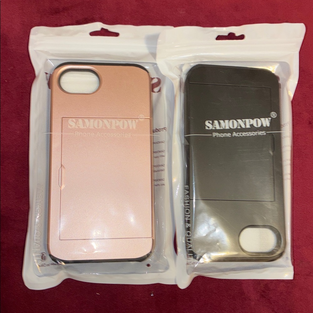 Iphone 16E phone case bundle Protective with Card Holder Rose Gold and Black